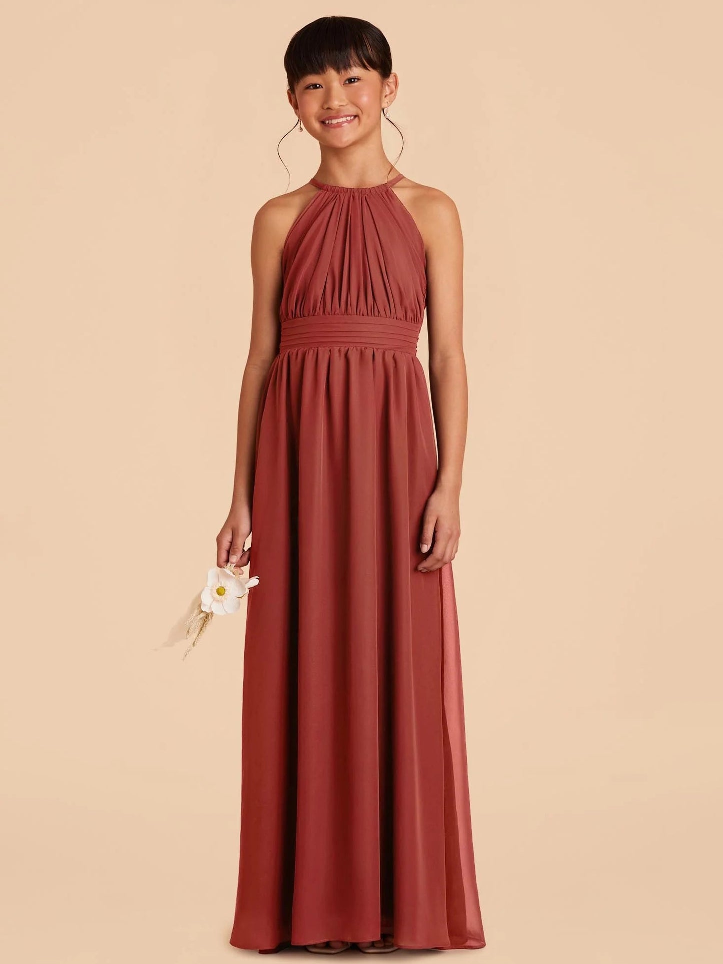 Chiffon A-Line Halter Sleeveless Junior Dress-FJ00002