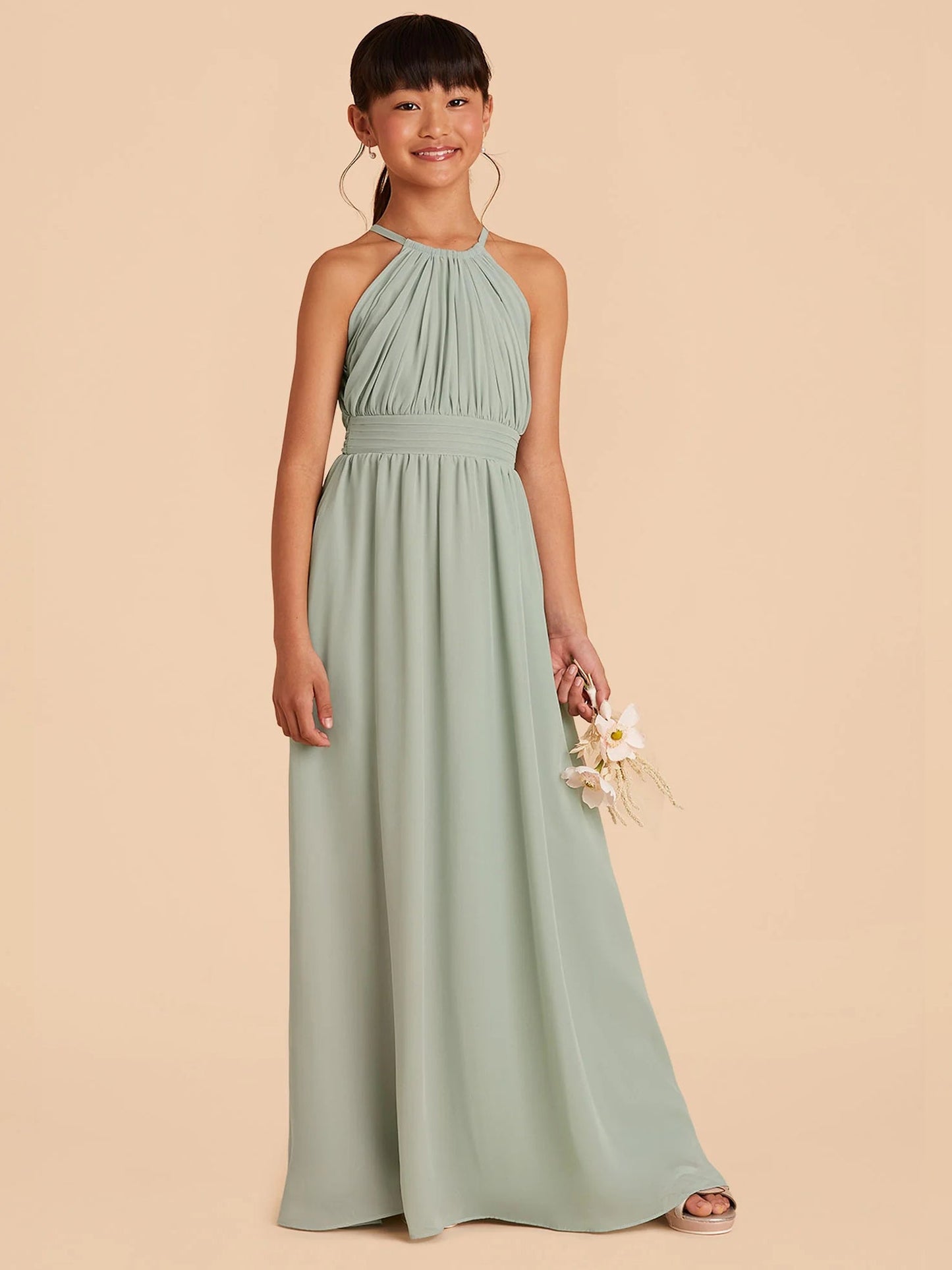 Chiffon A-Line Halter Sleeveless Junior Dress-FJ00002