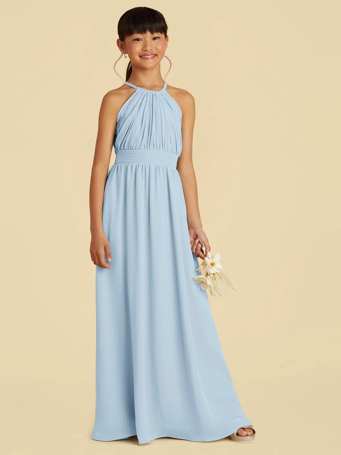 Chiffon A-Line Halter Sleeveless Junior Dress-FJ00002