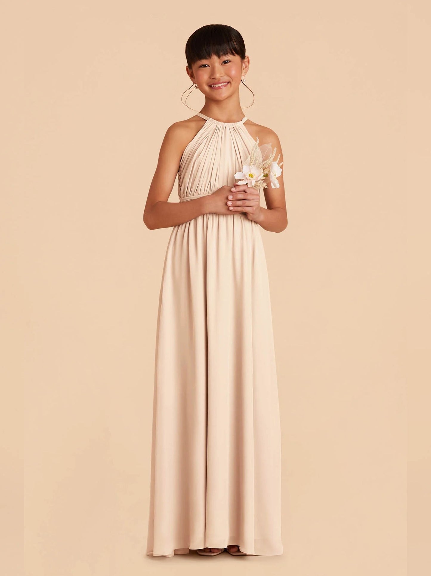 Chiffon A-Line Halter Sleeveless Junior Dress-FJ00002