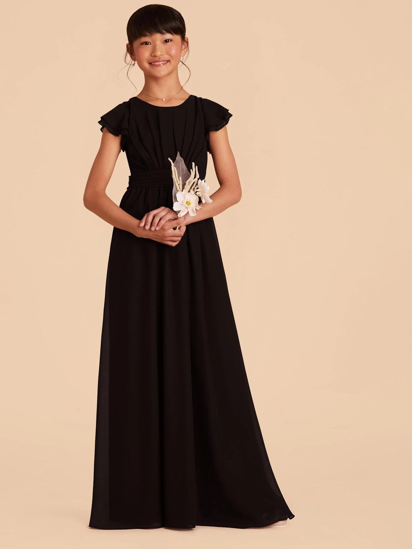 Chiffon A-Line Scoop Neck Half Sleeves Junior Dress-FJ00003