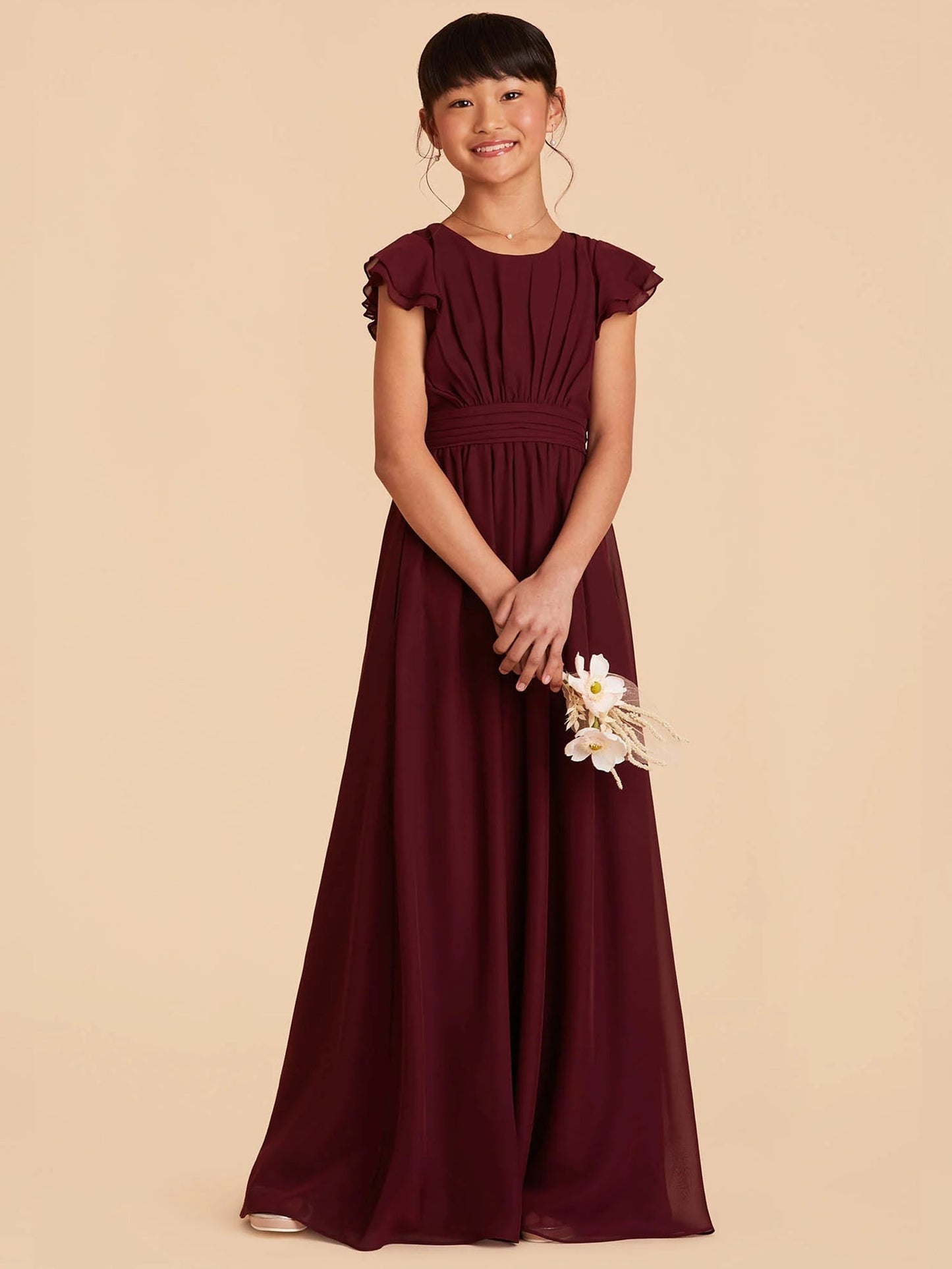 Chiffon A-Line Scoop Neck Half Sleeves Junior Dress-FJ00003