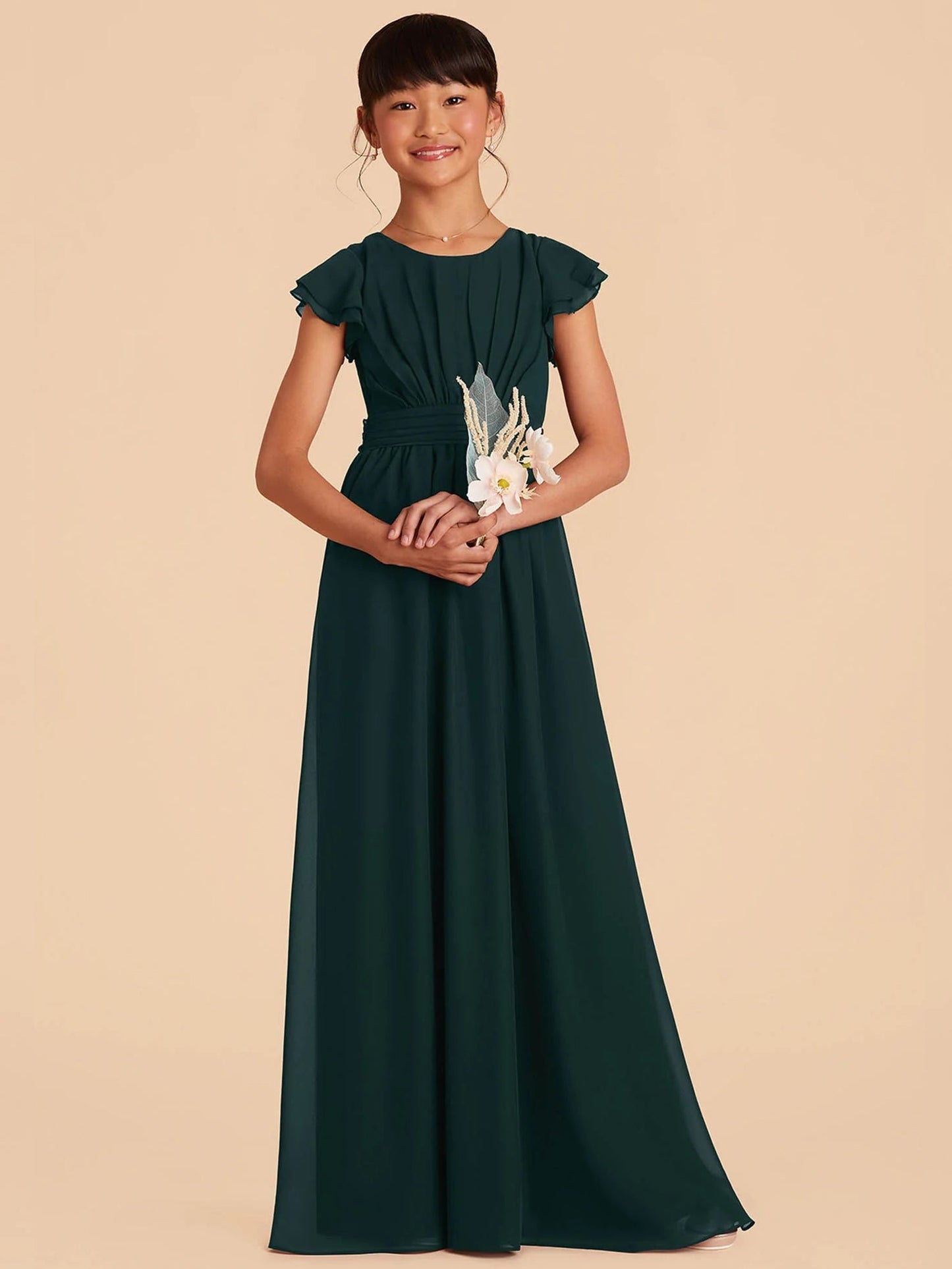 Chiffon A-Line Scoop Neck Half Sleeves Junior Dress-FJ00003
