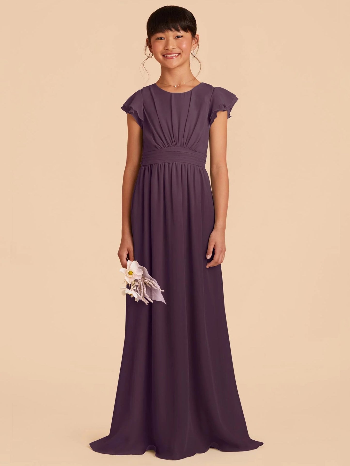 Chiffon A-Line Scoop Neck Half Sleeves Junior Dress-FJ00003