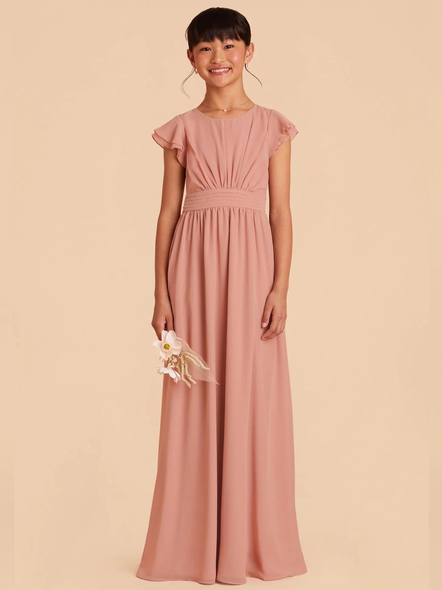 Chiffon A-Line Scoop Neck Half Sleeves Junior Dress-FJ00003