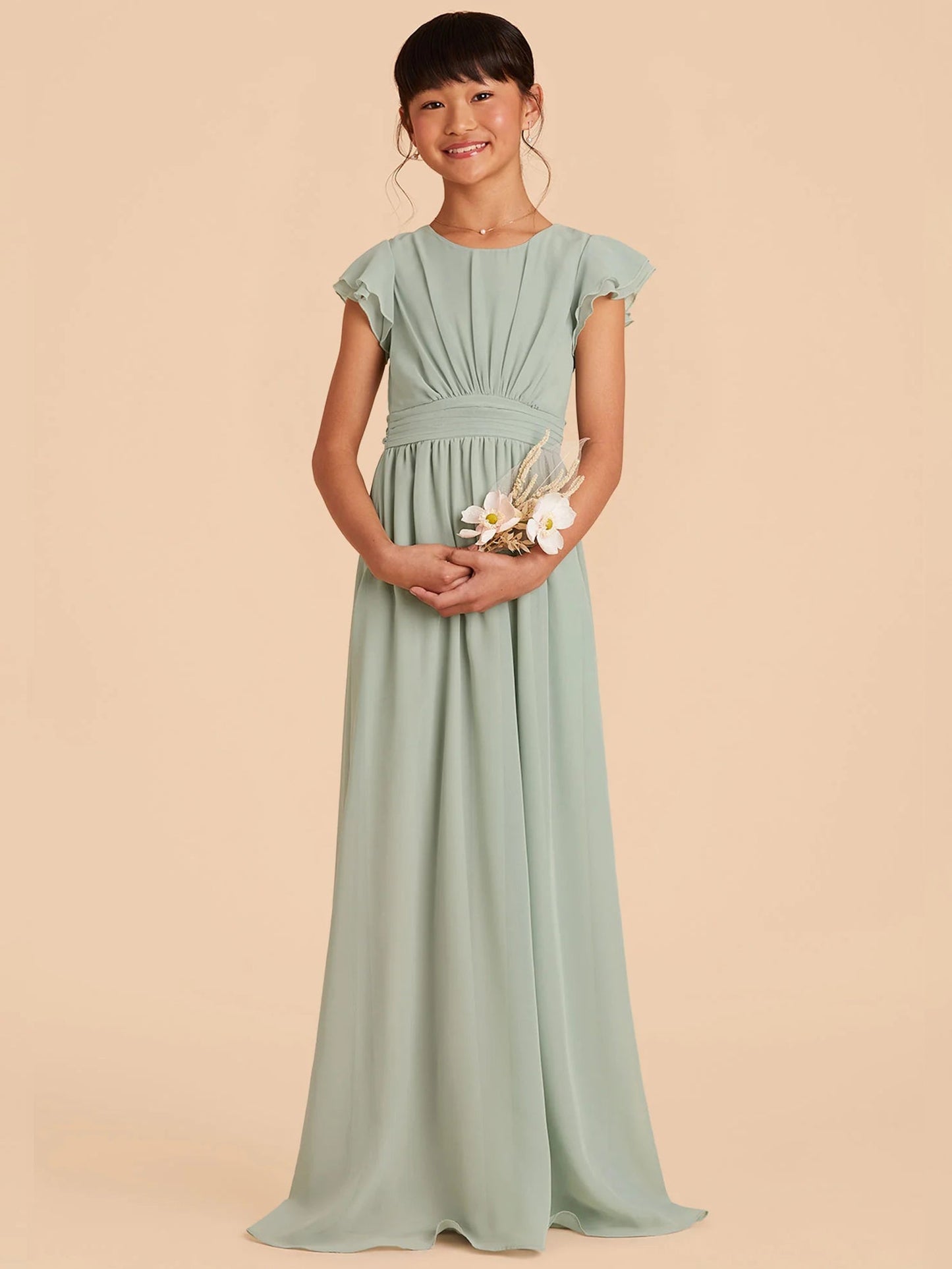 Chiffon A-Line Scoop Neck Half Sleeves Junior Dress-FJ00003