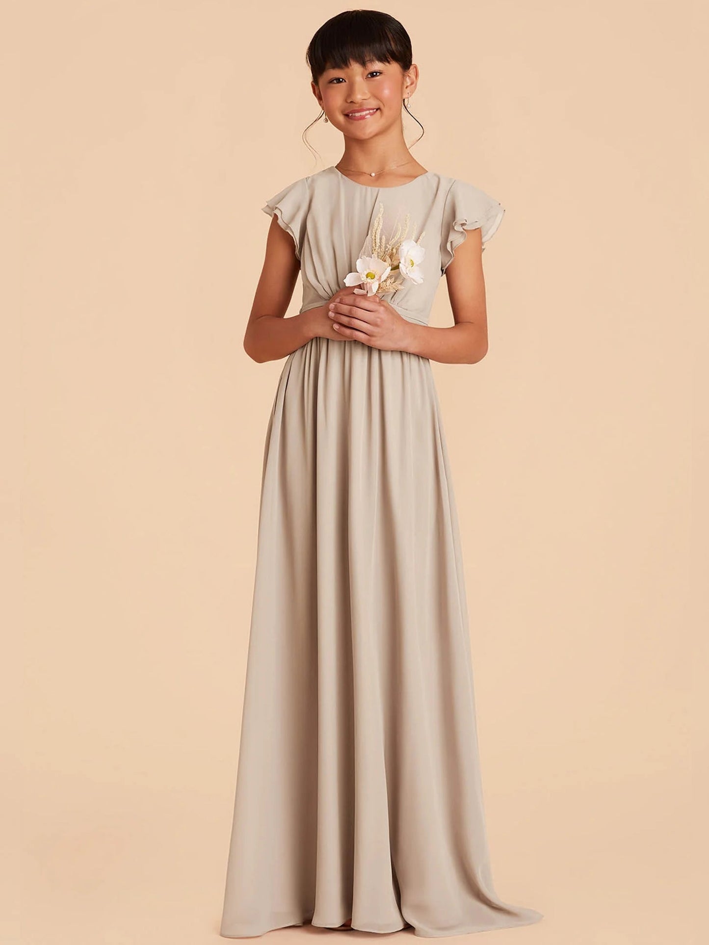 Chiffon A-Line Scoop Neck Half Sleeves Junior Dress-FJ00003