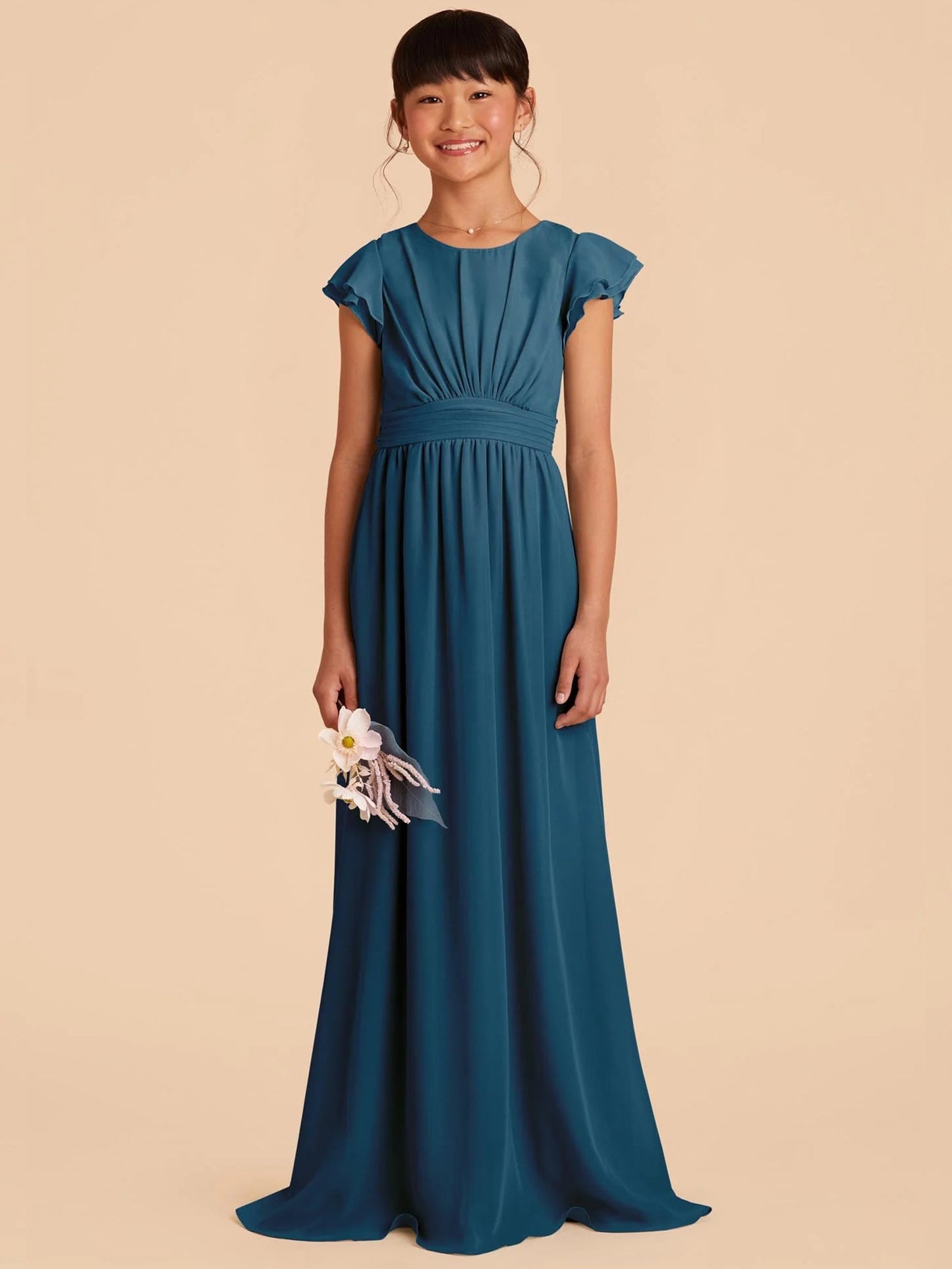 Chiffon A-Line Scoop Neck Half Sleeves Junior Dress-FJ00003