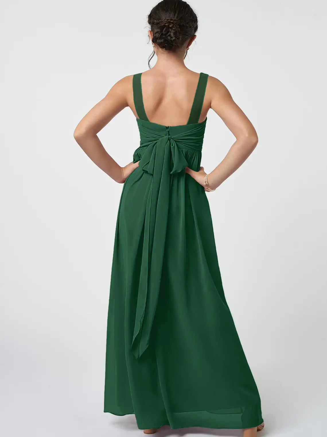 Chiffon Spaghetti Straps Half Sleeves Junior Dress