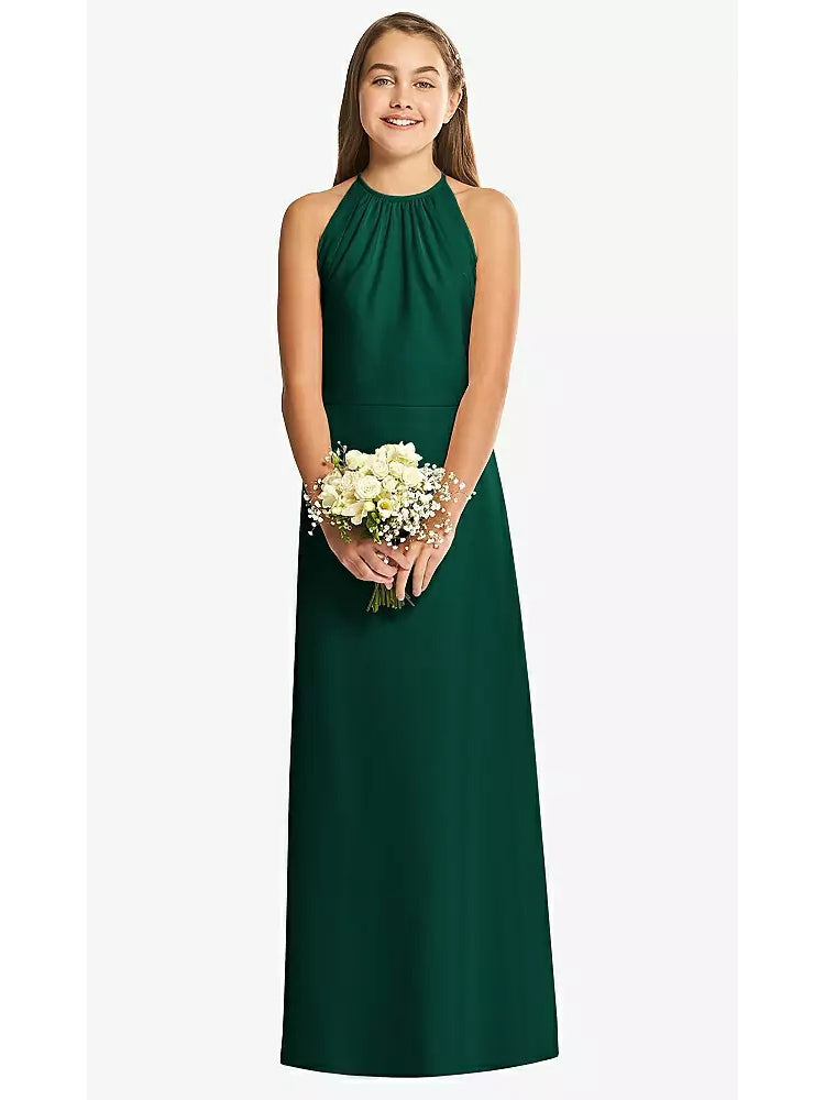 Chiffon A-Line Halter Sleeveless Junior Dress-FJ00019