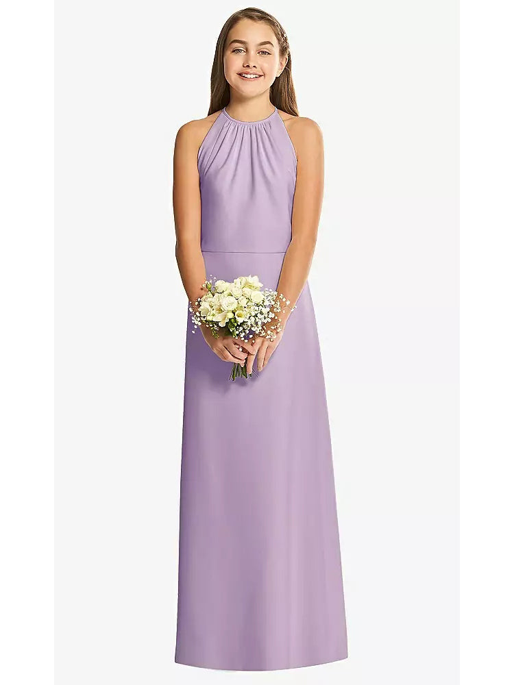 Chiffon A-Line Halter Sleeveless Junior Dress-FJ00019