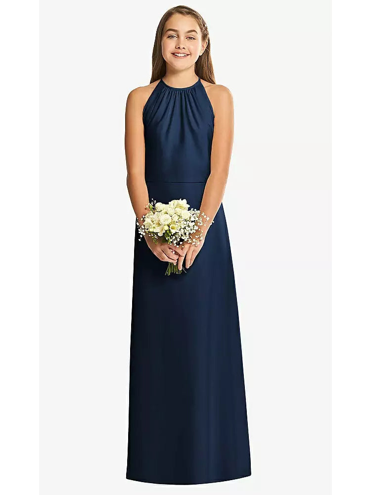 Chiffon A-Line Halter Sleeveless Junior Dress-FJ00019