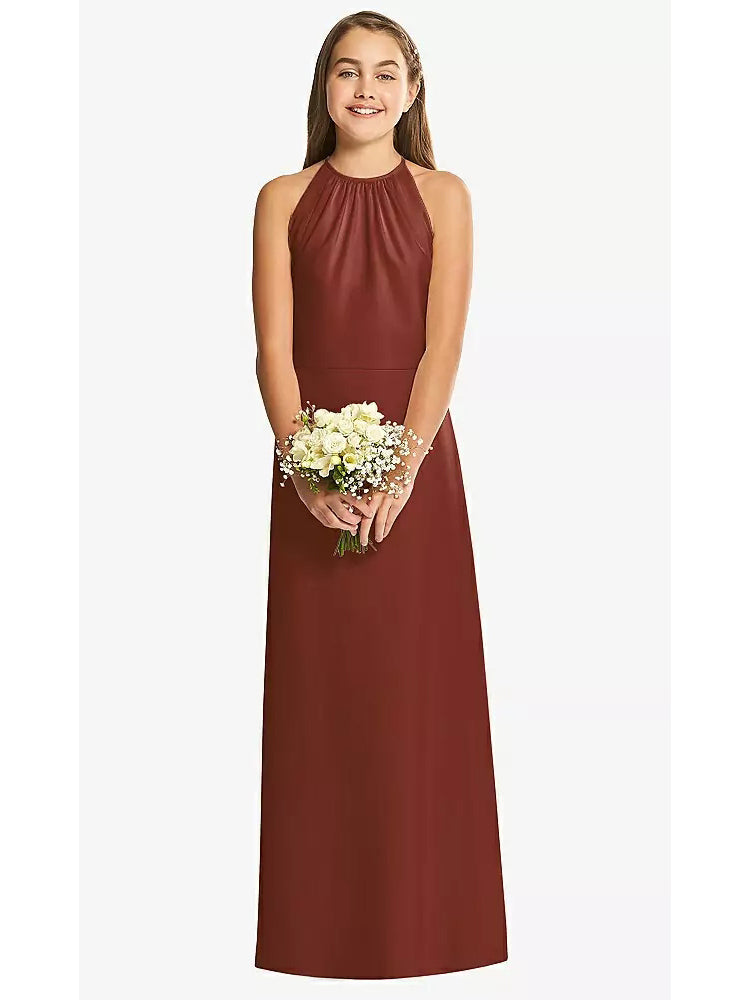 Chiffon A-Line Halter Sleeveless Junior Dress-FJ00019