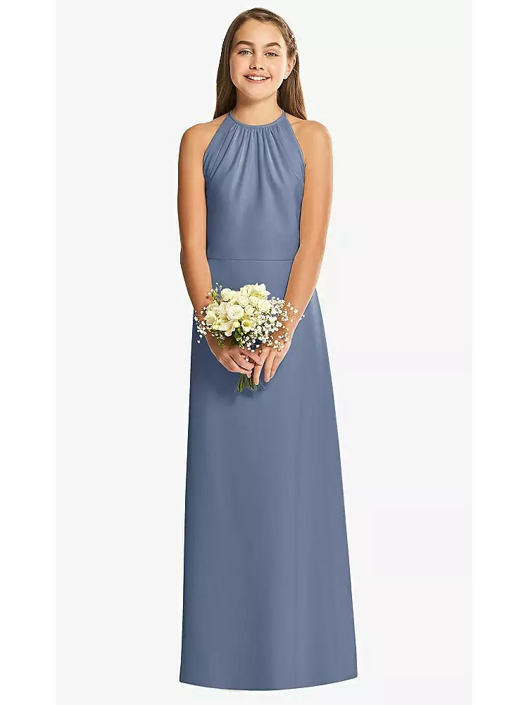 Chiffon A-Line Halter Sleeveless Junior Dress-FJ00019