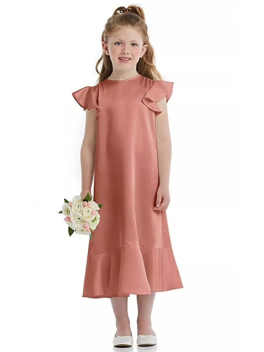 Stretch Satin Scoop Neck Sleeveless Junior Dress