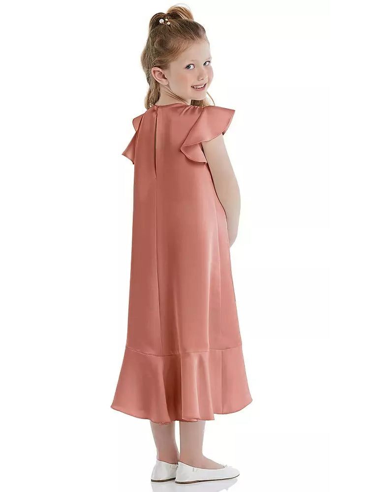 Stretch Satin Scoop Neck Sleeveless Junior Dress